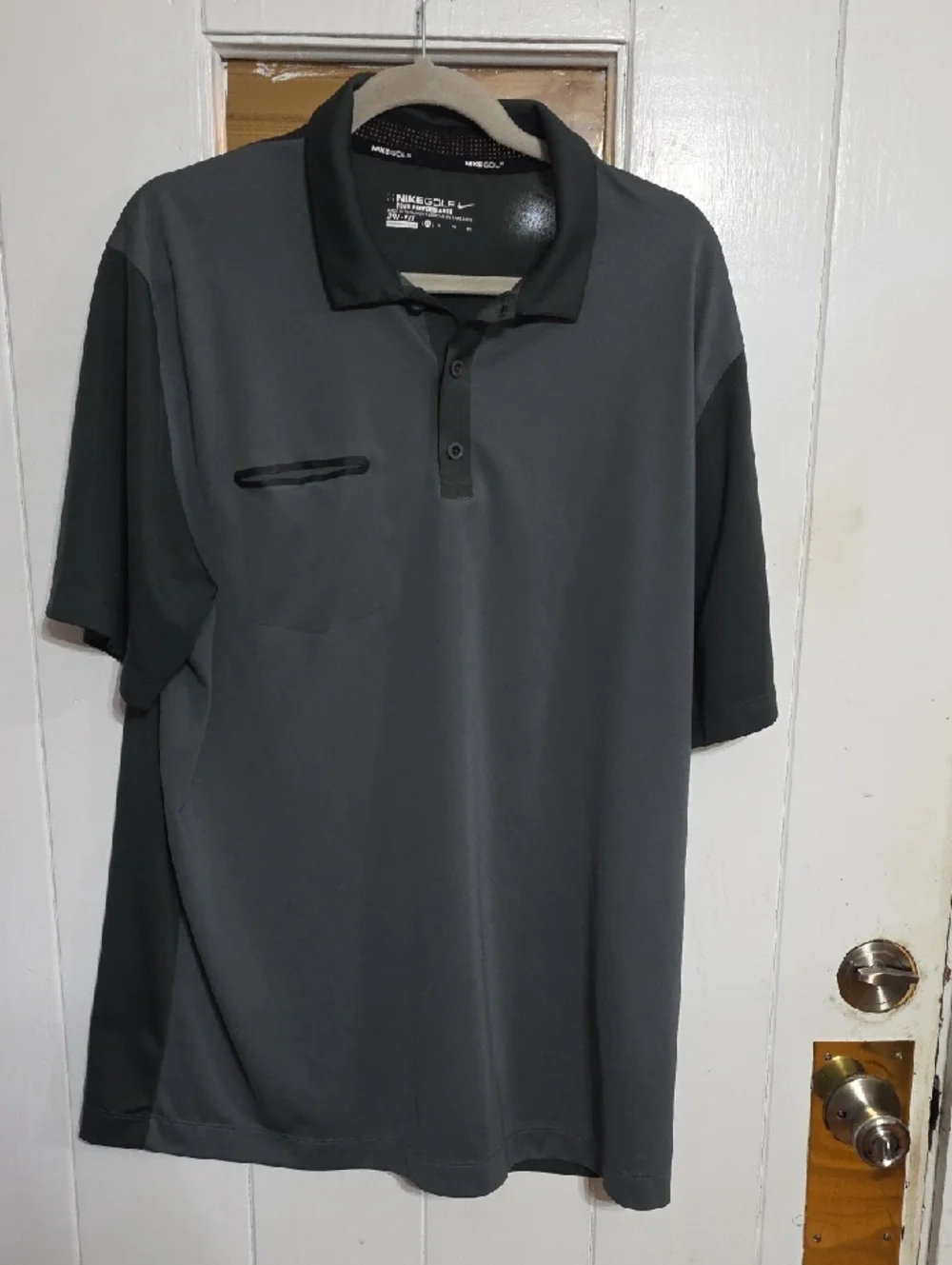 Nike Golf Tour Petformance Men's Polo Shirt Gray/Black Pocket Dri-Fit Sz XL EUC.